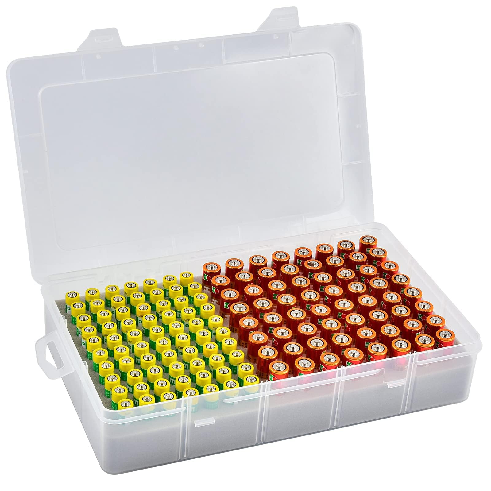 Battery Storage Organizer Case, Battery Vault Box Holder Container for 134pcs AA AAA Batteries, Garage Organization Carrying Bag Fits Home Kitchen Warehouse (Batteries Not Include)