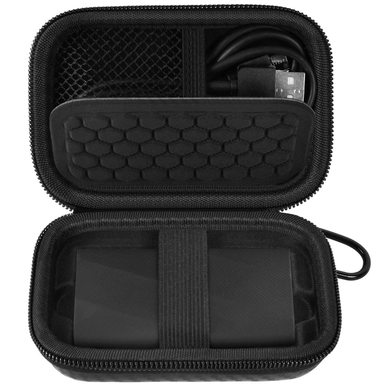 Carrying for Samsung T9/ T7/ T7 Shield Portable SSD 4TB 2TB 1TB, USB External Solid State Hard Drive Storage Travel Carrying Holder Fits for USB Cable (Full-Black)-Box Only