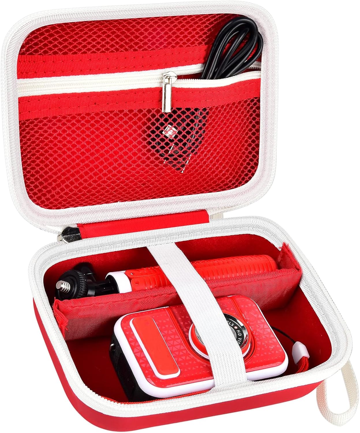 Kids Camera Case for VTech KidiZoom Creator Cam HD Video Camera/ for KODAK Printomatic Digital Instant Print Cameras Toys, Carrying Storage Organizer Bag Also Holds Tripod Accessories,Box Only-Red